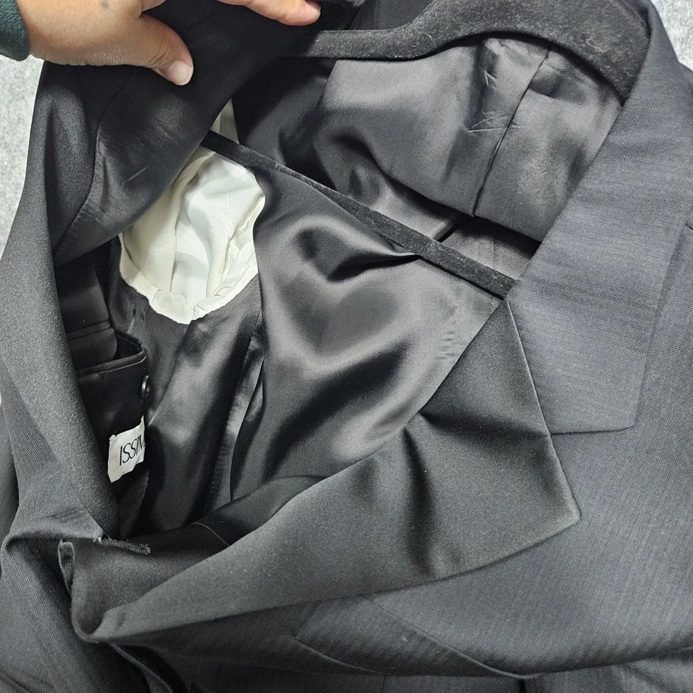 Issimo Blazer Men's 40 S Black 100% Wool‎ Tuxedo Suit Jacket Career Formal Italy